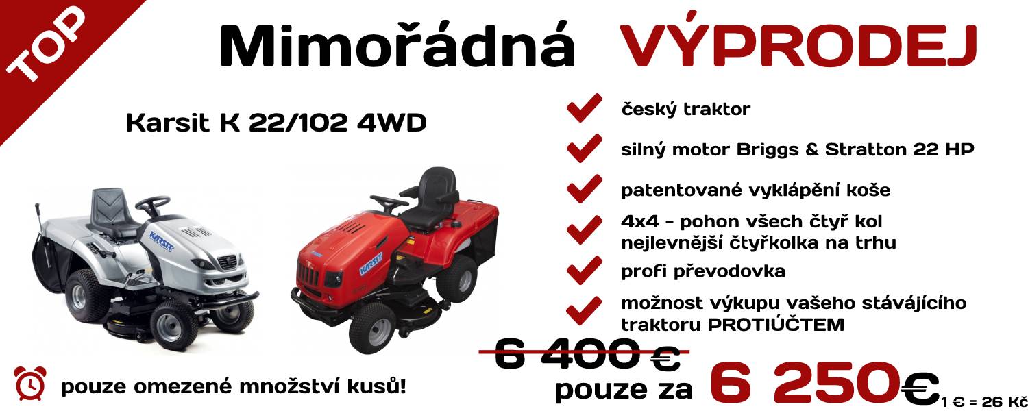 mimoradna vyprodej zahradnich traktoru karsit 4wd